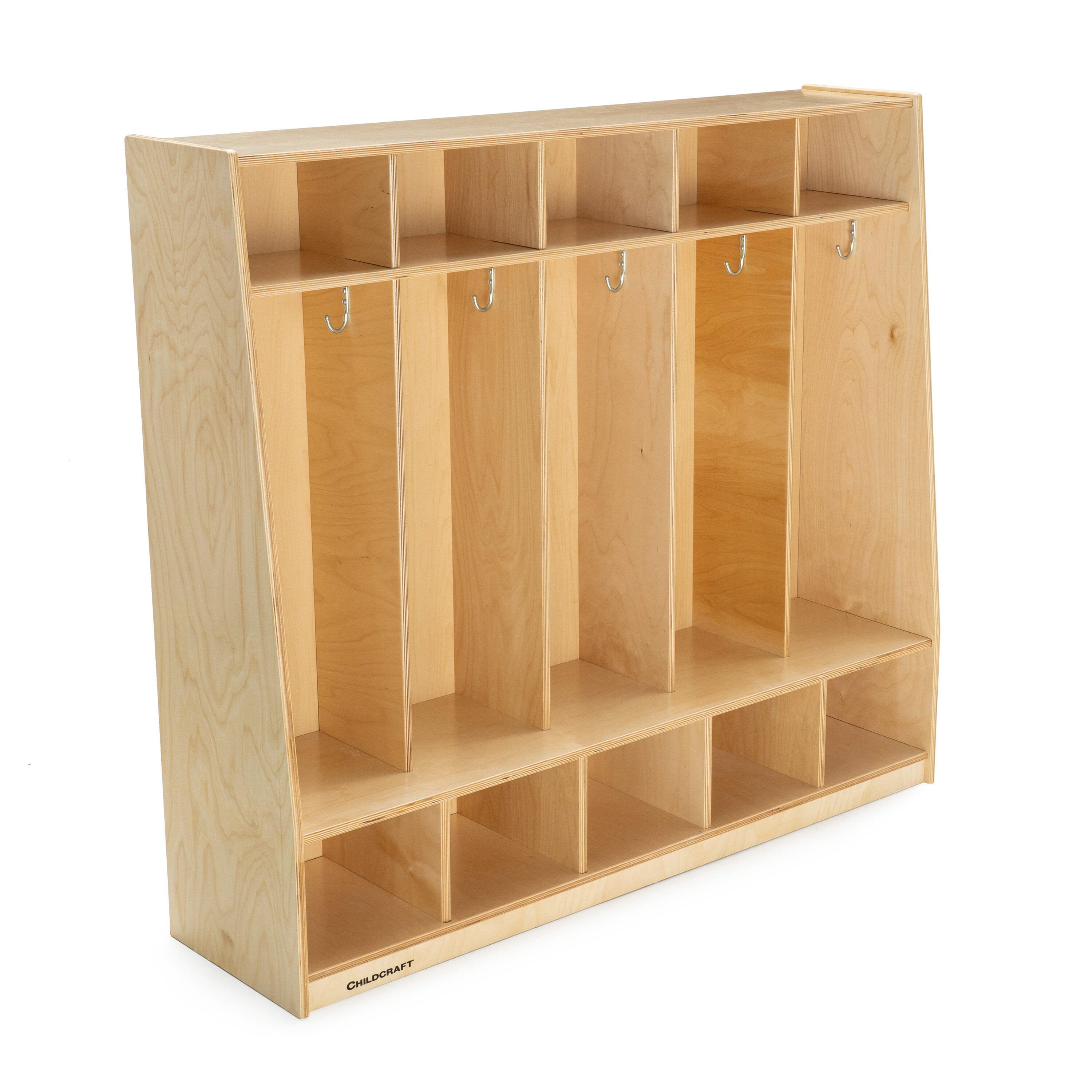 Childcraft Bench Coat Locker, 5 Sections, 53-3/4 x 14-1/4 x 48 Inches 202818